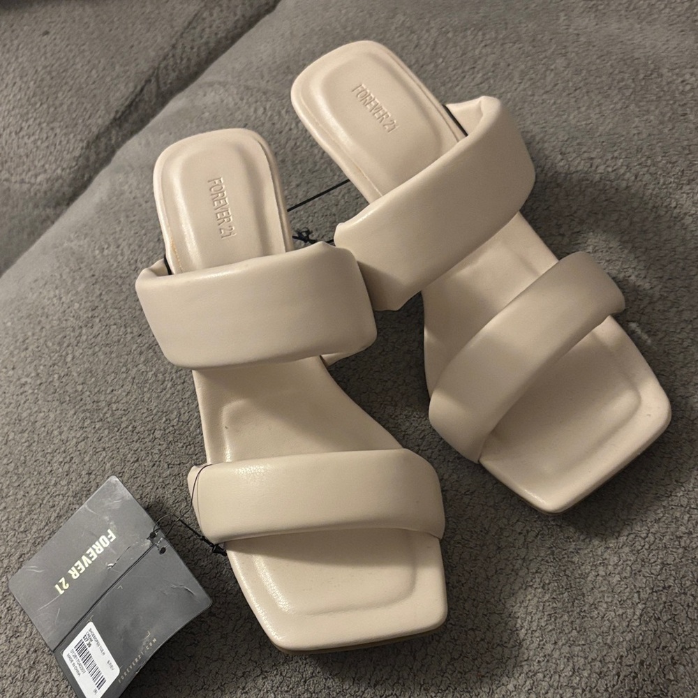 Forever 21 Cream Women's Slide Heels